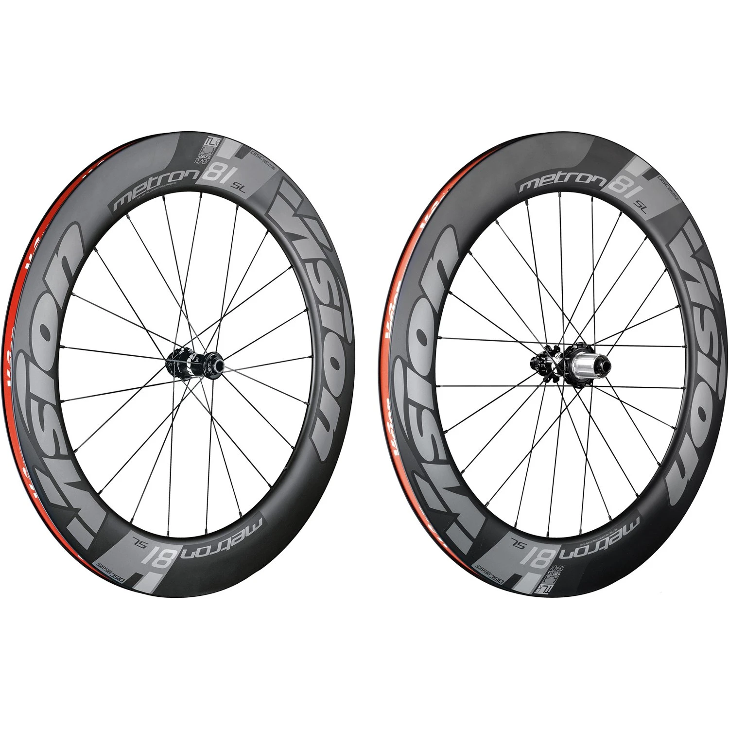 Vision Metron 81 SL Disc Carbon Wheelset - Tubular - Centerlock - FW: 12x100mm/QR | RW: 12x142mm/QR - SRAM XDR
