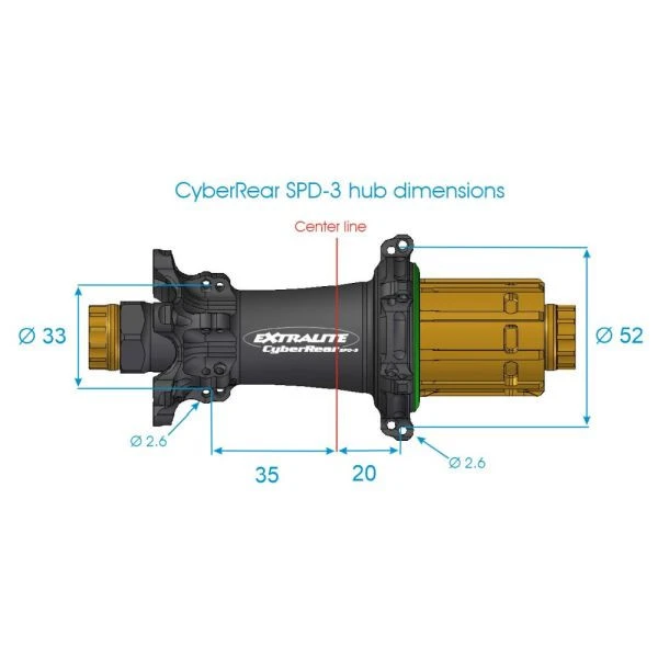 Extralite CyberRear SPD-3 Rear Hub - 6-Bolt - 12x142mm - SRAM XDR - Image 4