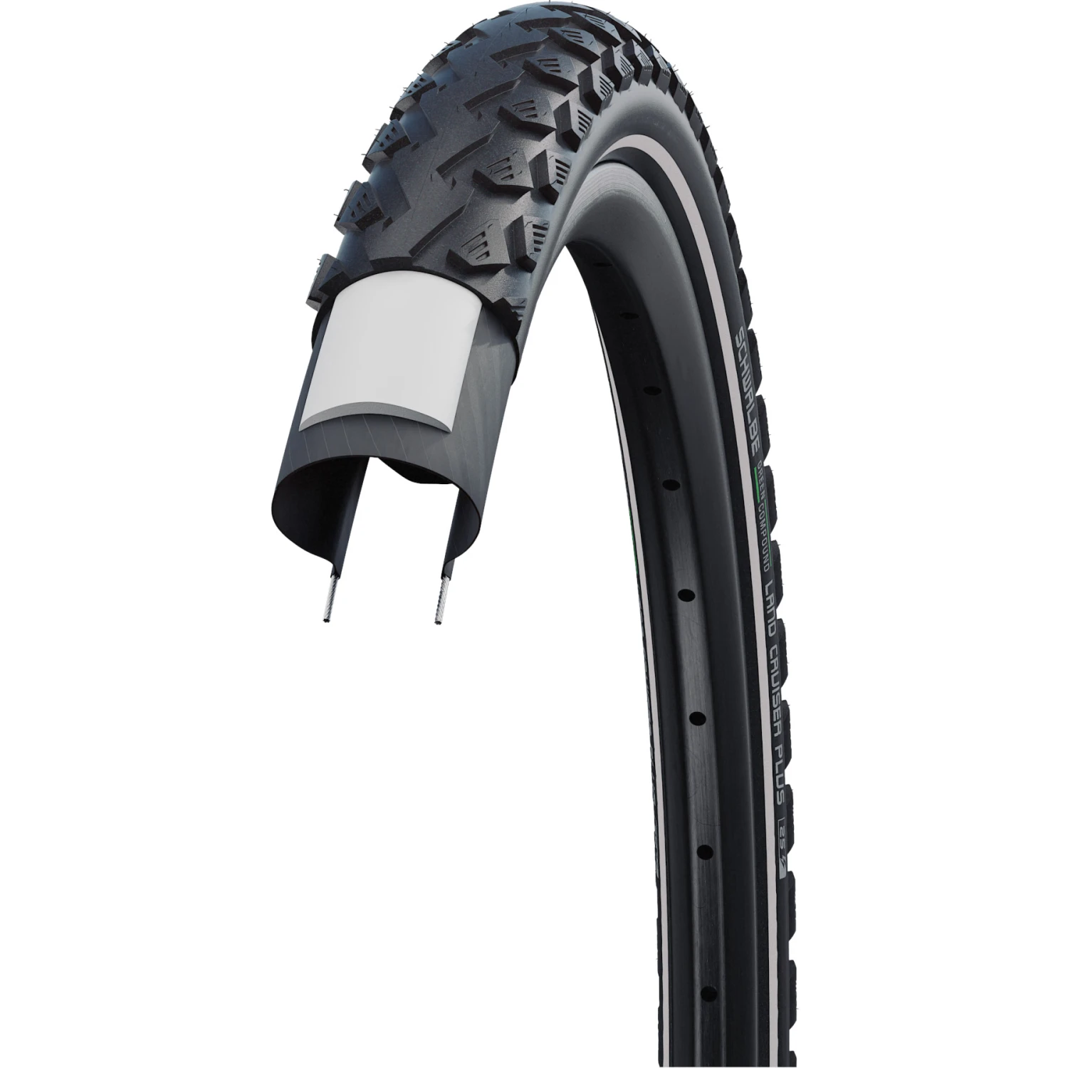 Schwalbe Land Cruiser Plus Draadband - Active | Green Compound | Puncture Guard - E25 - 28x2.00" | Black Reflex - Image 3